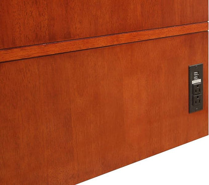 Mega Solutions Emurphybed Paradiseo Murphy Cabinet Chest Bed with Charging Station 8 Inch, Queen (Cherry)