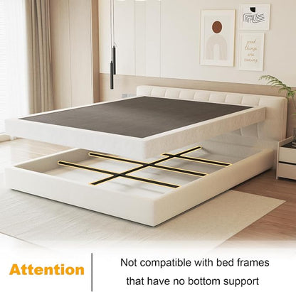 NHODIR 4 Inch Full Size Box Spring Bed Base, Heavy Duty Metal Box Spring Full Mattress Foundation with Fabric Cover, Noise-Free, Non Slip, Easy Assembly