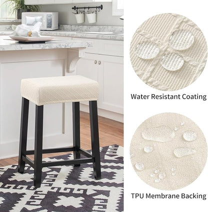 YISUN Stool Covers Rectangle - 4 Pack Stretch Waterproof Saddle Seat Cover Counter Bar Stools Bar Chairs Covers Kitchen Island Chairs Cushion Protector