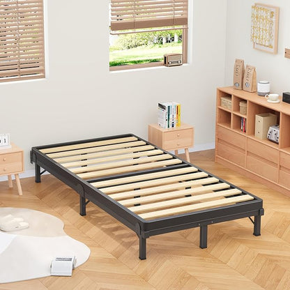 MAF Metal Bed Frame Twin XL 8 Inches, 9-Legs Support Bed Base, Twin XL Bed Frame for Box Spring and Mattress, Basics Bed Frame Headboard Attachable Tool-Free Easy Assembly, Black
