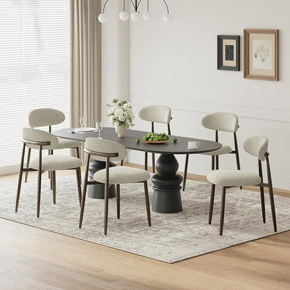 MALOL Dining Chairs Set of 6, Upholstered Kitchen & Dining Room Chairs with Curved Back and Bronze Metal Legs, Comfortable Modern Dining Side Chairs for Dining Room, Kitchen, Camel