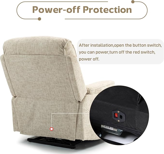 JIKFRIMA Power Lift Recliners Chairs for Elderly Adults Lay Flat Recliner with Heat & Massage, Wireless Charging Device, USB Ports, Cup Holder, Lumbar Pillow, 400Lbs (Velvet Fibric,Beige)