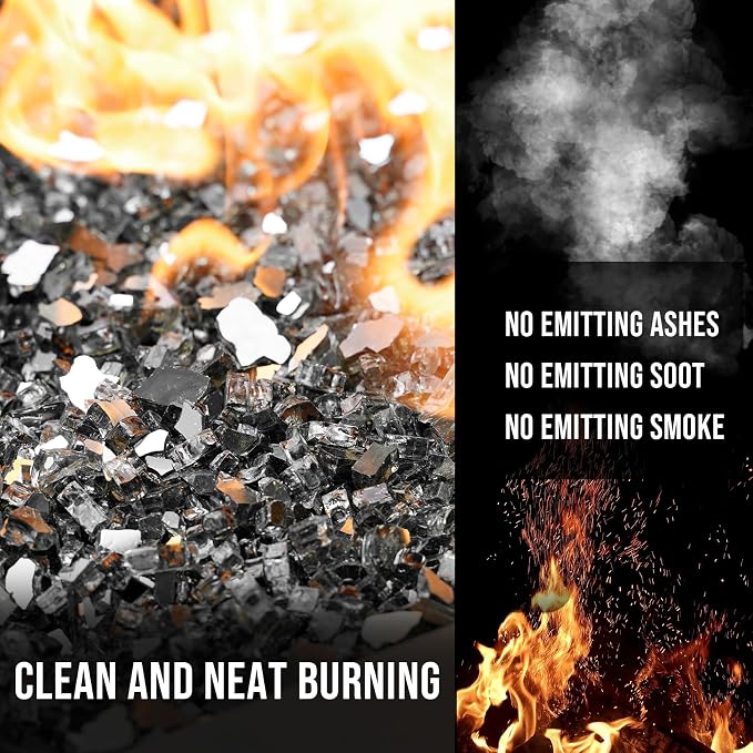 Skyflame 10-Pound Fire Glass for Fireplace Fire Pit and Landscaping, Onyx Black Reflective, 1/4-Inch