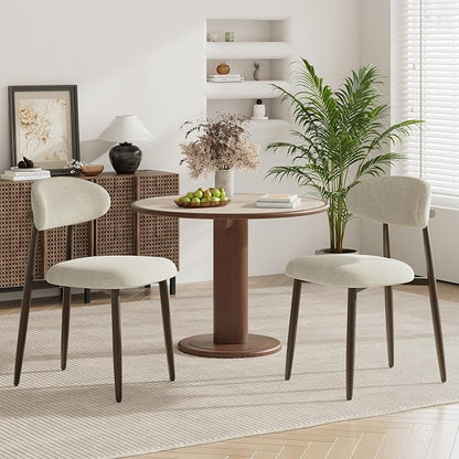 MALOL Dining Chairs Set of 2, Upholstered Kitchen & Dining Room Chairs with Curved Back and Bronze Metal Legs, Comfortable Modern Dining Side Chairs for Dining Room, Kitchen, Camel