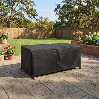 SheeChung Fire Pit Cover Rectangular 56"L x27"W x15"H,Waterproof Outdoor Fire Pit Table Cover,Heavy Duty 600D Tear Resistant Fireplace Cover for Rectangular Propane Gas Fire Pit,Deck Box Protector