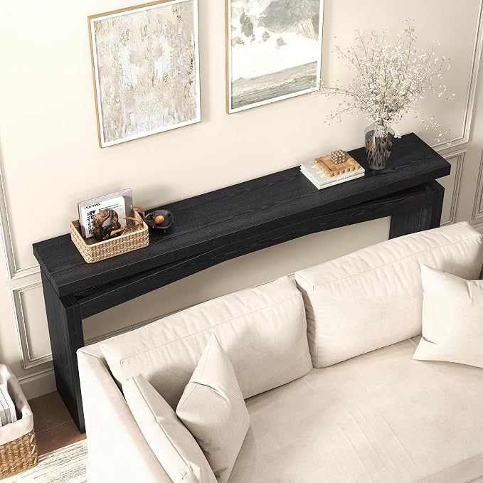 Epecoya 63-Inch Black Console Tables for Entryway, Wooden Sofa Console Table Behind Couch Mid Century, Entryway Console Tables for Living Room, Entry Way, Hallway, Black