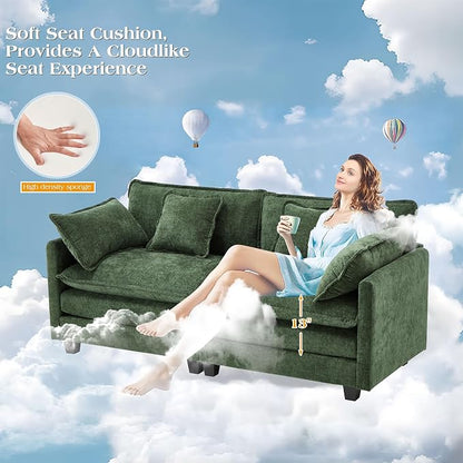 77.6" Modular Sectional Sofa,Loveseat Couch for Living Room, Modern Deep Seat Sofa 2 Seater Chenille Fabric Comfy Cloud Couches with Throw Pillows for Apartment,Small Spaces