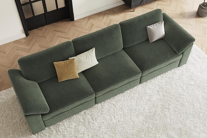 EASE MOOSE Oversized Sectional Modular Sofa, Comfty 3 Seat Cloud Couch, Modern Deep Seat Sectional for Living Room,Green
