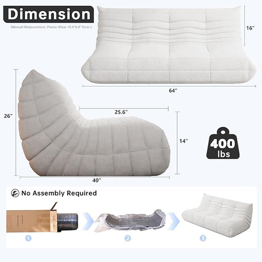 WHGBJA Bean Bag Chair for Adults with Memory Foam Couch, 3 Seater Bean Bag Sofa for Bedroom, Living Room, Reading, Gaming Floor Sofa Couch, Boneless, Comfy