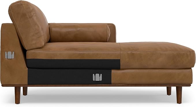 SIMPLIHOME Morrison Right Sectional Sofa in Full-Grain Genuine Leather, Caramel Brown, 102-inches Wide, L-Shaped Leather Couch with Right Chaise for the Living Room and Family Room