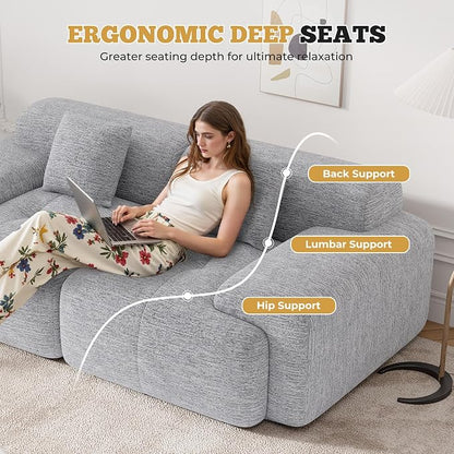 85" Cloud Loveseat Sofa in a Box, Modern Small Couch No Assembly Required, Comfy Deep Seat Boneless Couches for Living Room, Bedroom, Apartment, Light Grey 1 PCS