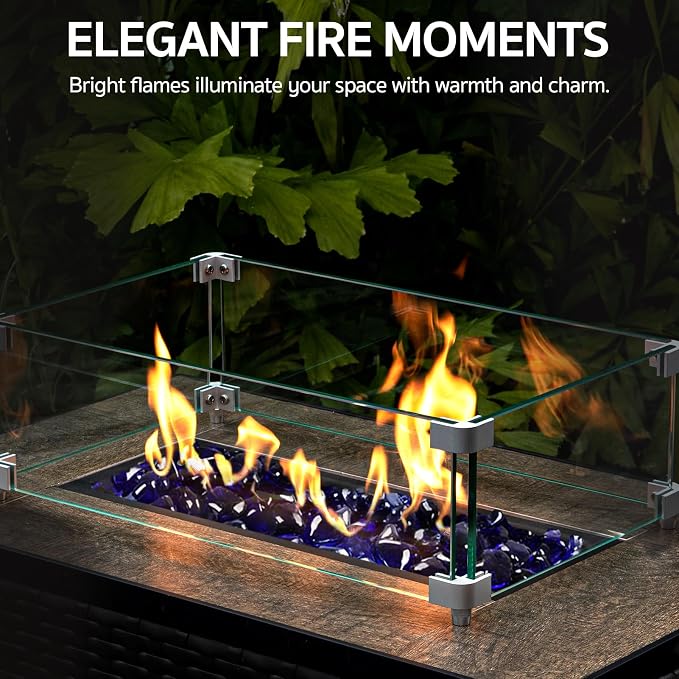 GASPRO 10 Pound Fire Glass Diamonds 1 Inch, Fire Pit Glass Rocks for Gas Fireplace and Fire Pit, Cobalt Blue, High Luster