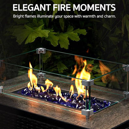 GASPRO 10 Pound Fire Glass Diamonds 1 Inch, Fire Pit Glass Rocks for Gas Fireplace and Fire Pit, Cobalt Blue, High Luster