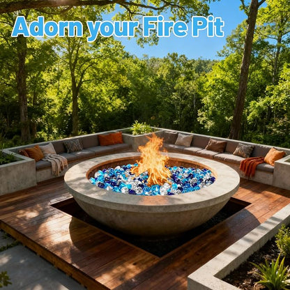 Blended Fire Glass Diamonds for Propane Fire Pit, Fireplace, and Outdoor Decoration,1 Inch Fire Pit Glass Rocks 20-Pound (Crystal Clear+Cobalt Blue+Caribbean Blue)