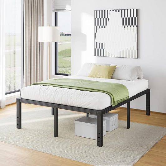 Furnitui 18 Inch High Metal Full Size Bed Frame, Platform Bed Frame Full Size No Box Spring Needed, Easy Assembly, Noise Free, Sturdy, Black