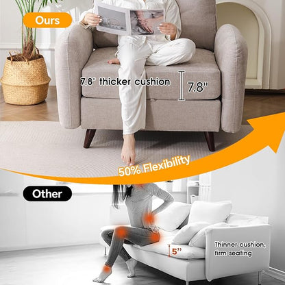 Rexulqo Oversized Accent Chair with Ottoman,All Seats Storage,Comfy Armchair,24.5'' Deep Seat,Upholstered Living Room Chairs,Reading Chair,Lounge Chair for Bedroom,Office,Chenille,Khaki