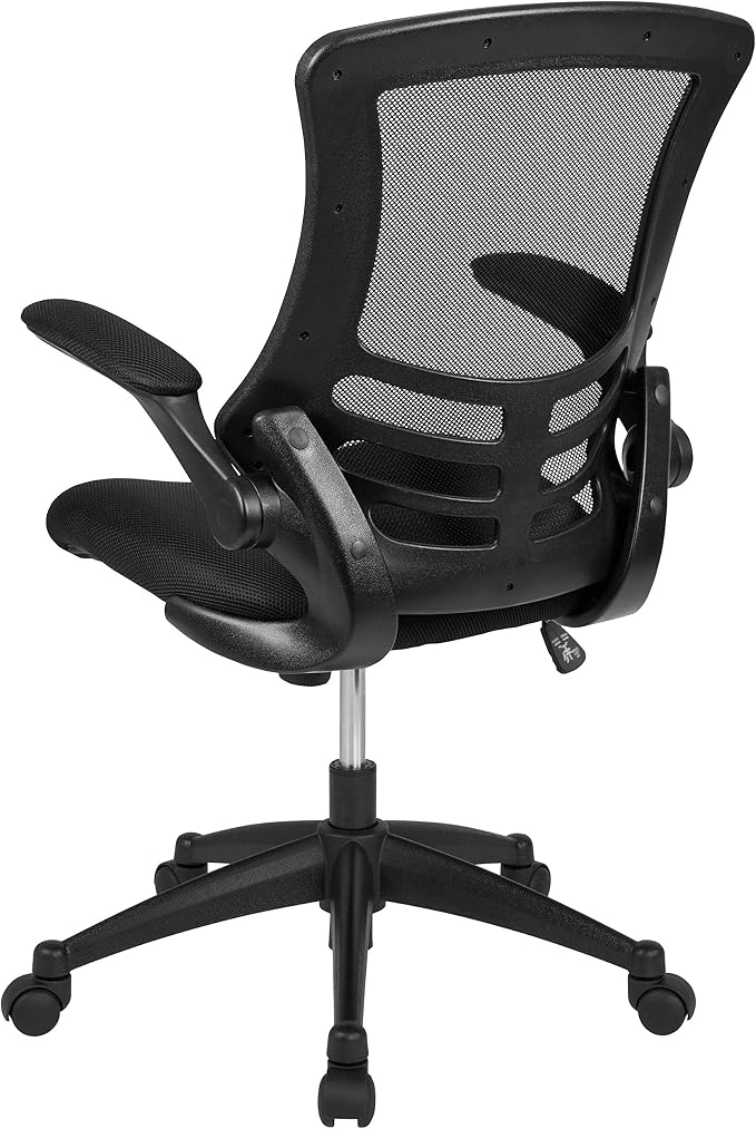 Flash Furniture Kelista Mid-Back Black Mesh Swivel Ergonomic Task Office Chair with Flip-Up Arms - Set of 5