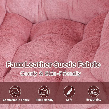 Lazy Chair with Ottoman, Modern Accent Chair Contemporary Sofa Chair with Armrests, Reading Chair and Folding Footstool Set for Living Room, Bedroom, Office