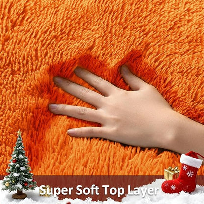 Ophanie Orange Fall Rugs for Bedroom Living Room,Fluffy Fuzzy Furry Carpet,Plush Soft Shaggy Bedside Indoor Floor 4x6 Area Rug for Kids Girls Boys Baby Teen Dorm Decor with Over 99 pcs Pile fibers