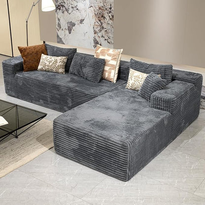 Sectional couches for Living Room Corduroy Couch, 104" Cloud Sectional Couch with L-Shape Chaise, Modern Modular Sofa, Deep Seat Comfort, No Assembly Required(Plush Corduroy, Right Facing Chaise)
