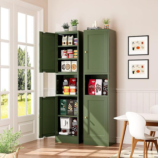 Narrow Bthroom Storage Cabinet Tall Metal Storage Cbinets with 4 Adjustable Shelves Freestanding 5 Tier Slim Pantry Cabinet for Kitchen Office Small Space