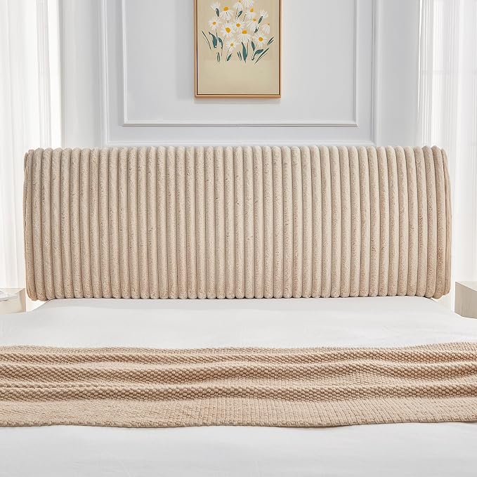 4.7" Upholstered Modern Headboard for Queen Size Bed, Height Adjustable and Ergonomic Headboard, Easy Assemble, Sturdy and Durable, Faux Rabbit Fur, Light Camel