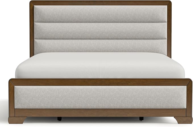Furniture of America Johan Transitional Solid Wood 5-Piece King Panel Bedroom Set with 2 Nightstands, Box Spring Needed, Brown and Light Gray