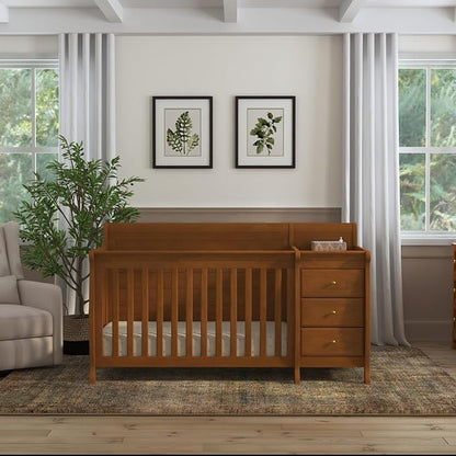 Davinci Kalani 4-in-1 Convertible Crib & Changer Combo, Chestnut | GREENGUARD Gold Certified, Converts to Toddler Bed, Daybed & Full-Size Bed, 4 Adjustable Mattress Heights, Easy to Assemble