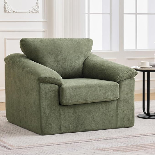 Boneless Single Sofa Chair, Modern Cloud Accent Chair, Comfy Deep Seat Couch for Living Room, Bedroom, Apartment, Small Space, No Assembly, Green