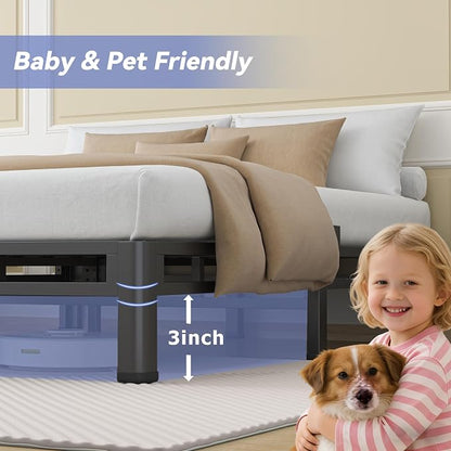 NKZ 7 Inch Twin Size Bed Frame, Metal Bed Frame & Box Spring 2 in 1 Platform with Round Corner Legs, 4000Lbs Heavy Duty Low-Profile Frame, Mattress Slide Stopper, Noise-Free, Easy Assembly