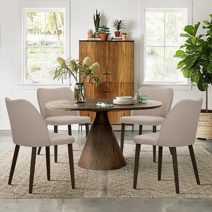 COLAMY Upholstered Dining Chairs Set of 6, Modern Fabric Dining Room Kitchen Side Chair with Padded Seat and Wood Legs for Restaurant/Cafe, Camel