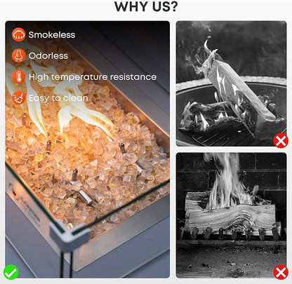 Stanbroil 10-Pound Fire Glass - 1/4 inch Reflective Tempered Fire Glass for Fireplace Fire Pit, Gold Reflective