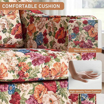 Swivel Accent Chair, 360° Swivel Upholstered Club Armchairs for Living Room, Comfy Fabric Single Sofa Reading Chair with Deep Seat, Metal Swivel Base, Beige Floral