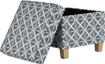 HomePop 18" Classic Square Storage Ottoman - Blue Geometric Pattern