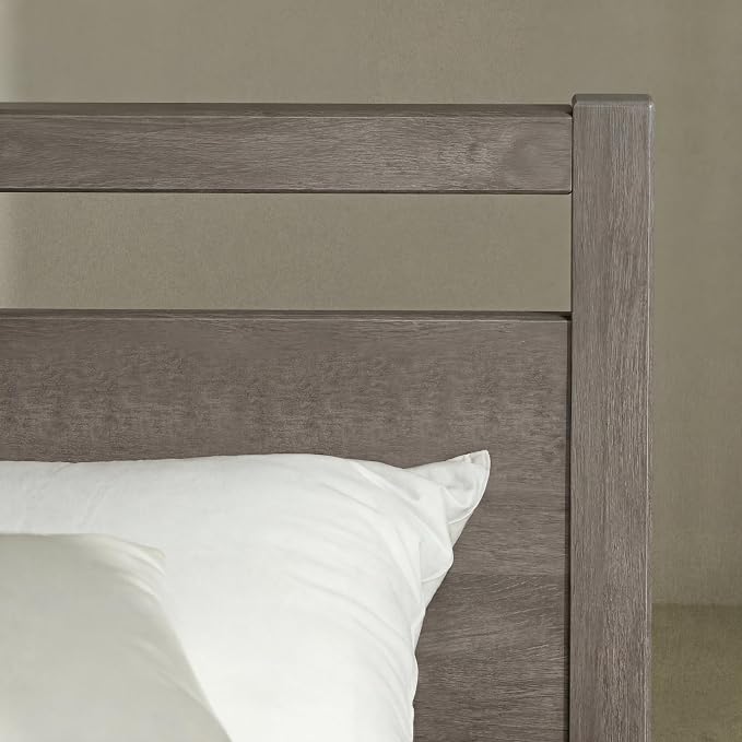 LIFEMENT Full Bed Frame with Headboard Signature Wood Platform, Noise Free, Under Bed Storage, No Box Spring Needed, Easy Assembly, Gray