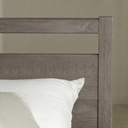 LIFEMENT Queen Bed Frame with Headboard Signature Wood Platform, Noise Free, Under Bed Storage, No Box Spring Needed, Easy Assembly, Gray