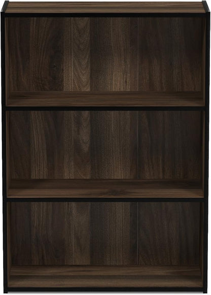 Furinno PASIR Book Shelf, 3-Tier Bookshelf, Storage Shelves Bookcase, 9.7 x 23.7 x 31.5, for Living Room, Bedroom, Home Office, Columbia Walnut