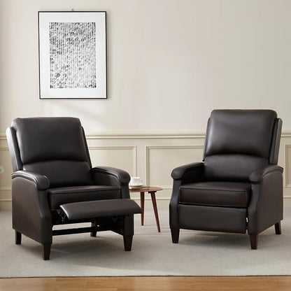 VKNOW Recliner Chair, Faux Leather Recliner with Armrest, Home Theater Seating with Adjustable Back and Lumbar Support, Single Sofa for Adults, Lounge Chair for Living Room, Bedroom(Chestnut Brown)