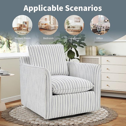 INZOY Swivel Accent Chair Set of 2, Upholstered Square Chair, Swivel Barrel Reading Chair with Thick Padded Backrest Cushion for Living Room Bedroom Small Space, Grey