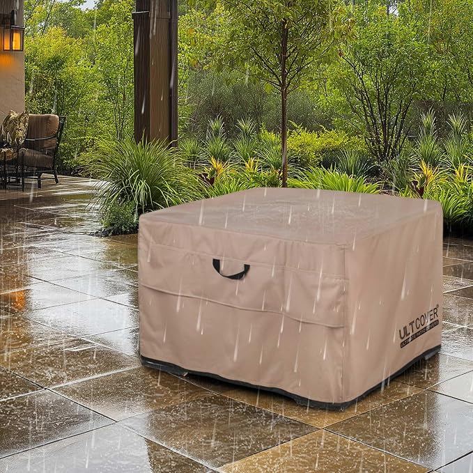 ULTCOVER Patio Fire Pit Table Cover Square 28 inch Outdoor Waterproof Fire Bowl Cover