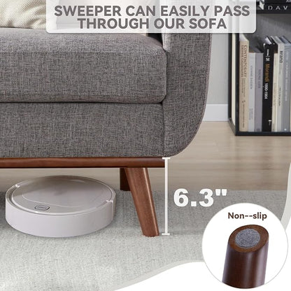 Kingfun 77.2" W Loveseat Sofa, Mid Century Modern Decor Love Seat Couches for Living Room, Button Tufted Upholstered Furniture, Solid & Easy to Install Small Couch for Bedroom Office Apartment, Gray