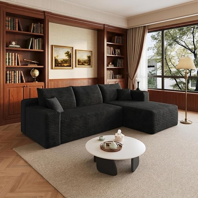 95" L Shaped Boneless Sectional Sofa Couch with Chaise Lounge, Minimalist Right Facing Compressed Cloud Modular Sectional Sofa Corner Couchfor Living Room,No Assembly Required