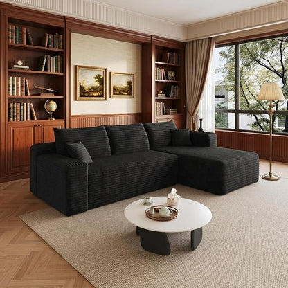 95" L Shaped Boneless Sectional Sofa Couch with Chaise Lounge, Minimalist Right Facing Compressed Cloud Modular Sectional Sofa Corner Couchfor Living Room,No Assembly Required