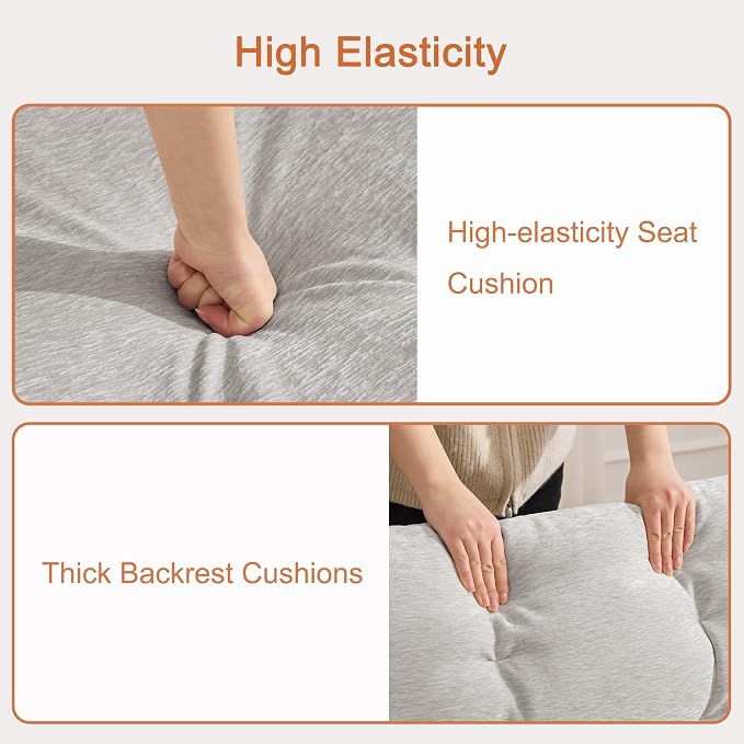 30" Single Modular Cloud Sofa Accent Chair, Deep Seat Tufted Chenille Armchair, Sectional Sofa for Living Room, Light Grey