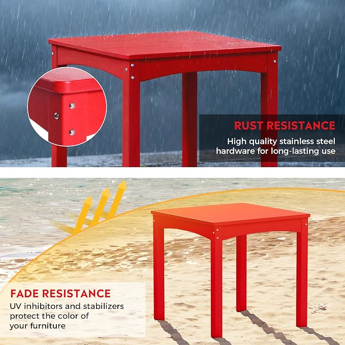 Costaelm Kids Outdoor 24" Dining Table, Red