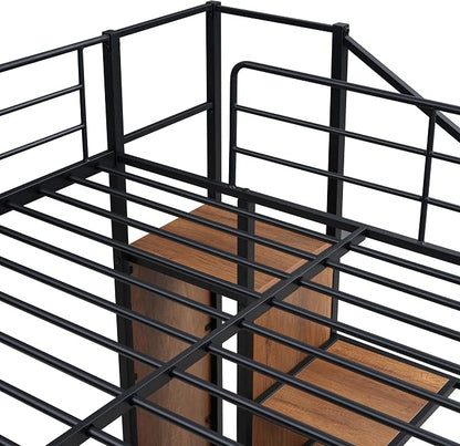 Bellemave Bunk Bed Full Over Full，Metal Bunk Bed with Storage Stairs and Wardrobe, Bunk beds for Adults/Kids/Teens, Black