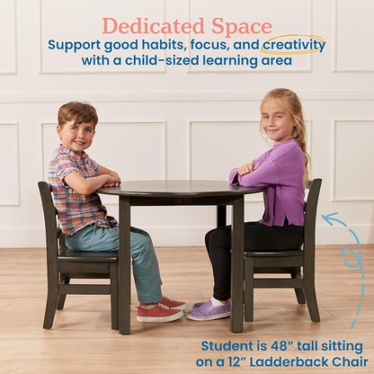 ECR4Kids 30in D Round Hardwood Table with 22in Legs, Kids Furniture, Grey Wash