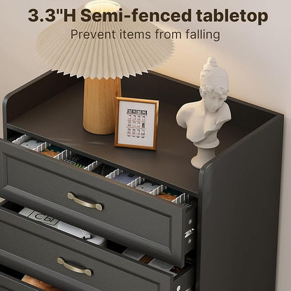 Gizoon 2-Piece Bedroom Furniture Set, 2-PC Dresser Set for Bedroom, Includes a 5 Drawer Dresser and a 6 Chest of Drawers, with Smooth Rail, Handles, Anti-Tipping, Large Storage Space, Black