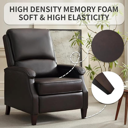 VKNOW Recliner Chair, Faux Leather Recliner with Armrest, Home Theater Seating with Adjustable Back and Lumbar Support, Single Sofa for Adults, Lounge Chair for Living Room, Bedroom(Chestnut Brown)