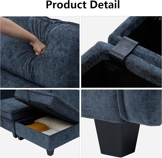 ORRD Oversized Modular Sectional Sofa Set, Convertible U Shaped Couch with Storage, 8 Seater Sofa Modular with Ottomans and Reversible Chaise for Living Room, Office (Blue Grey)